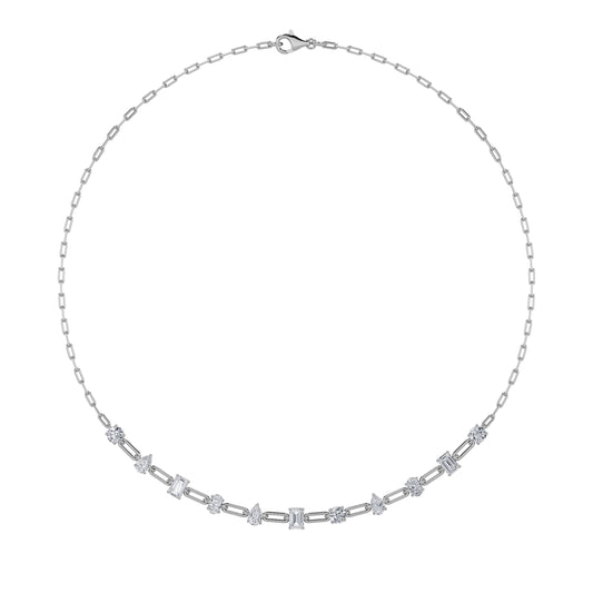 4 ct tw IGI Certified Multi-Shape Lab-Grown Diamond Station Necklace in 14K Solid Gold - White
