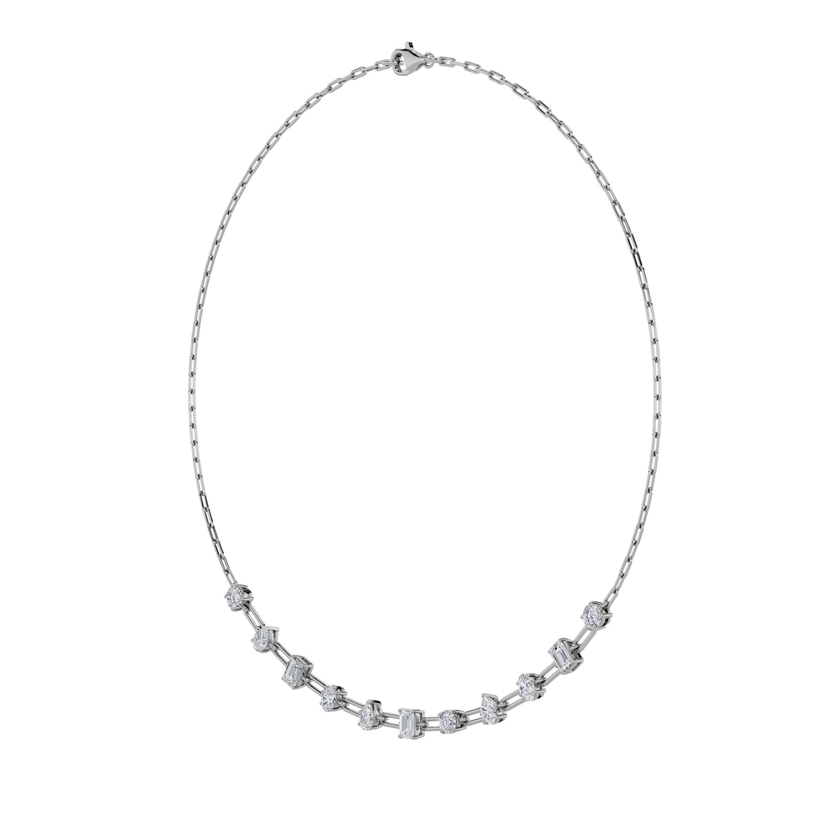 4 ct tw IGI Certified Multi-Shape Lab-Grown Diamond Station Necklace in 14K Solid Gold - White