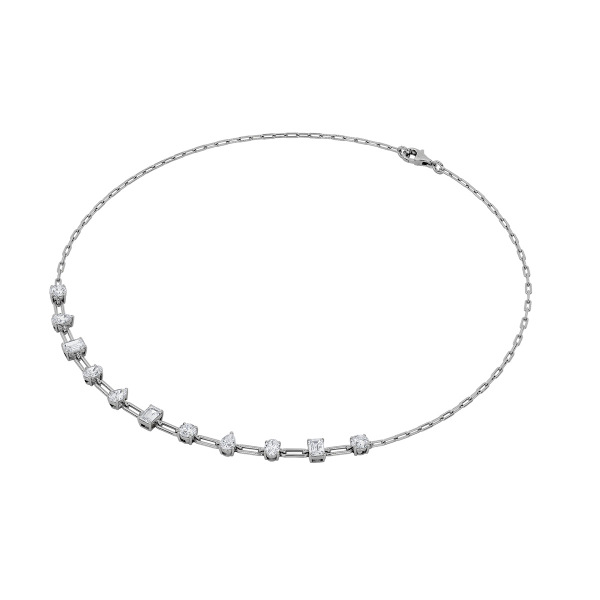 4 ct tw IGI Certified Multi-Shape Lab-Grown Diamond Station Necklace in 14K Solid Gold - White