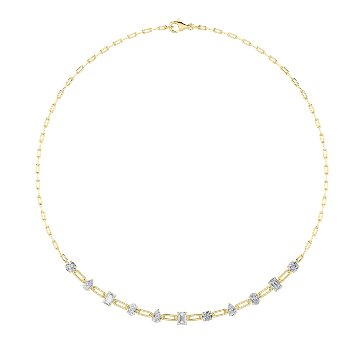 4 ct tw IGI Certified Multi-Shape Lab-Grown Diamond Station Necklace in 14K Solid Gold - Yellow