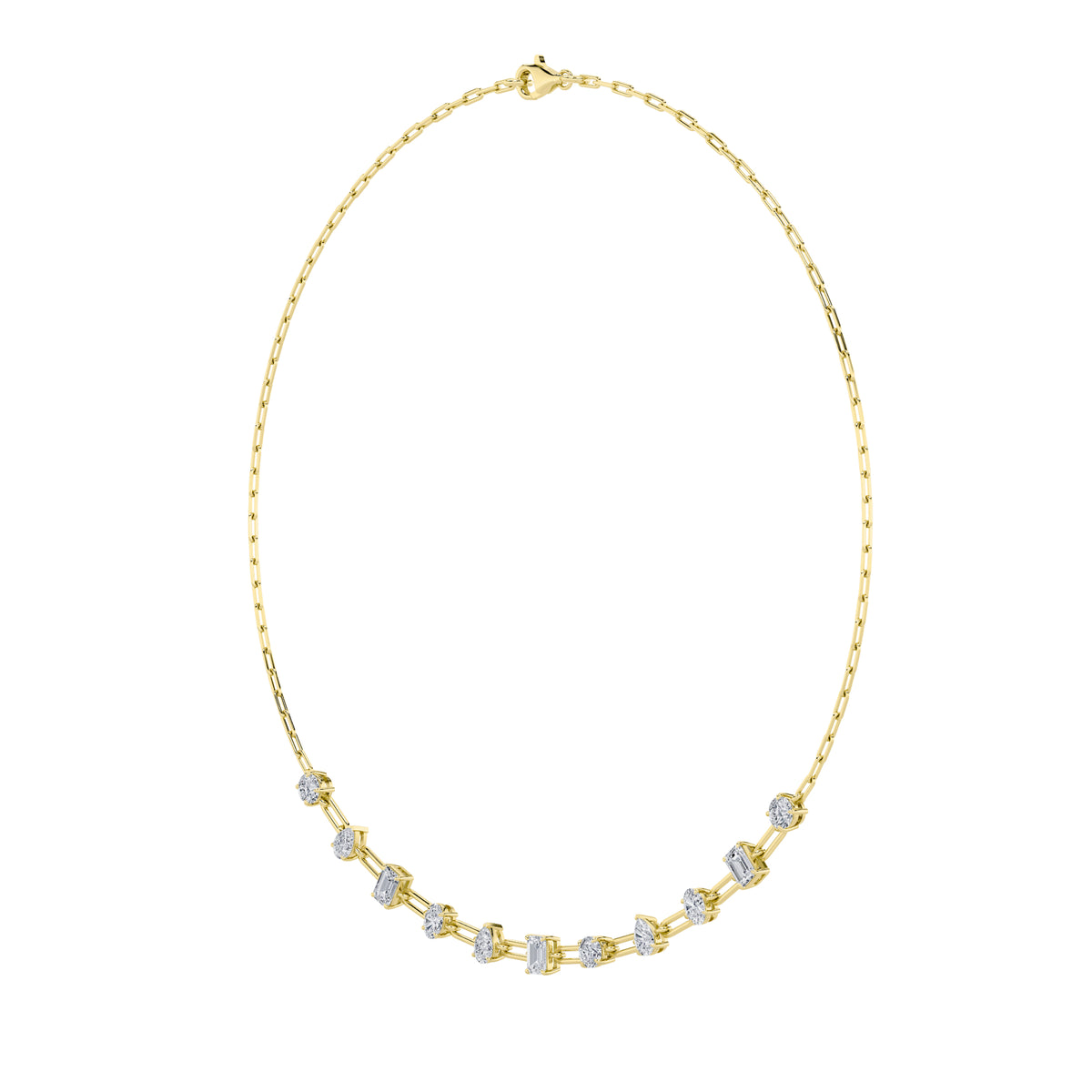 4 ct tw IGI Certified Multi-Shape Lab-Grown Diamond Station Necklace in 14K Solid Gold - Yellow