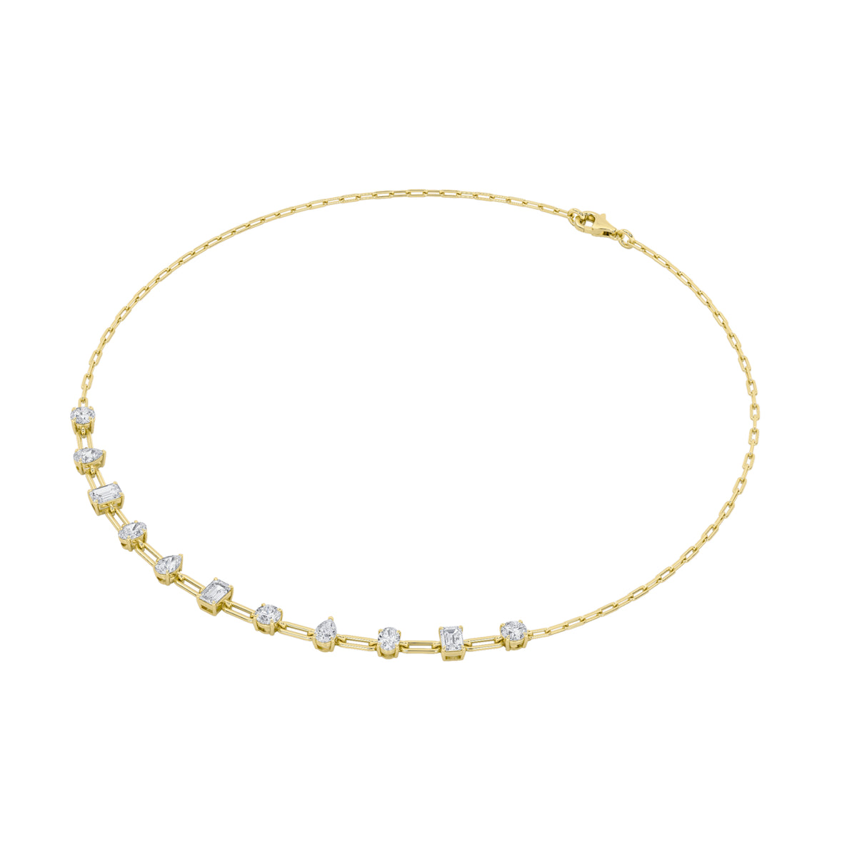 4 ct tw IGI Certified Multi-Shape Lab-Grown Diamond Station Necklace in 14K Solid Gold - Yellow