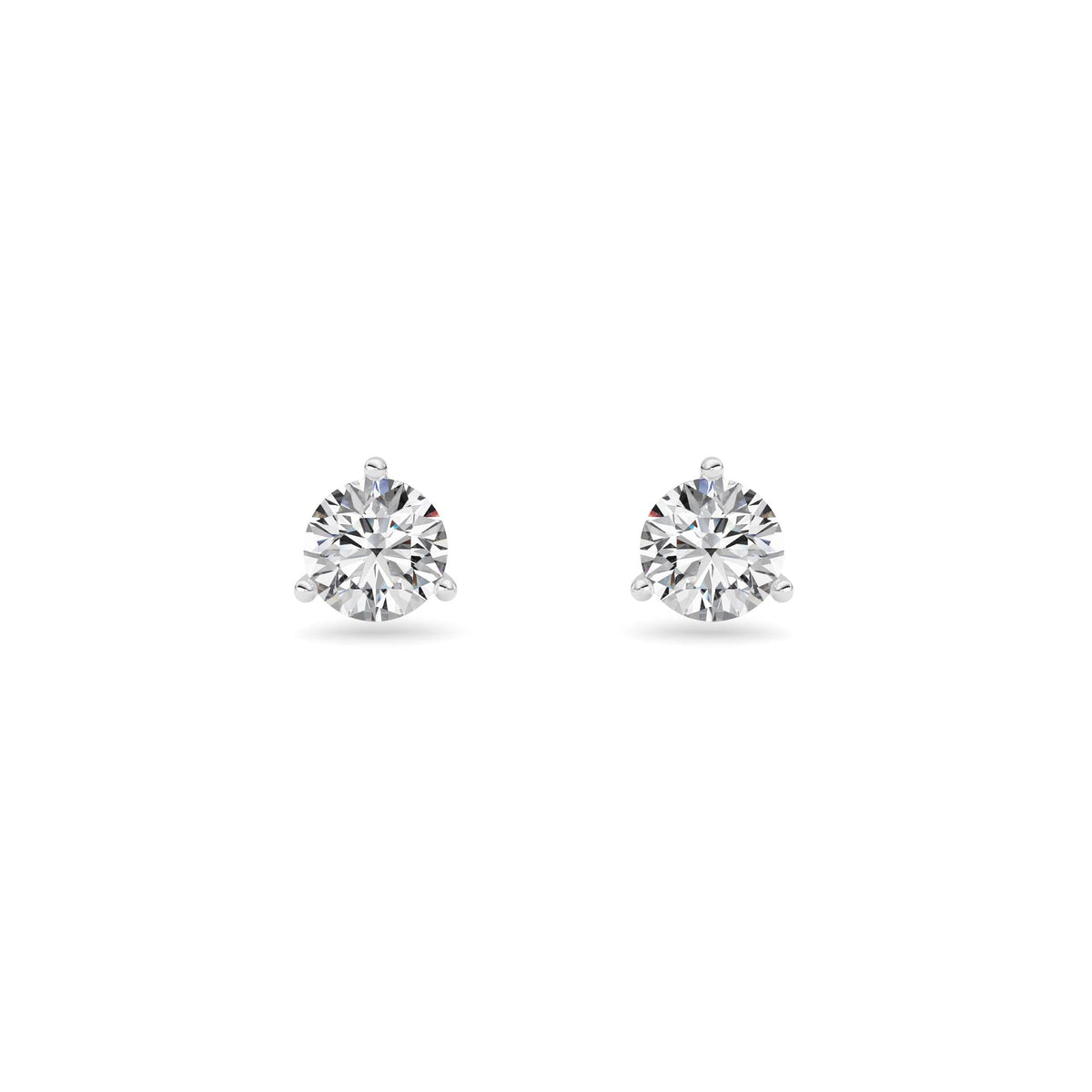 1 ct tw IGI Certified Round Lab-Grown Diamond Three Prong Martini Stud Earrings in 14K Solid Gold - White