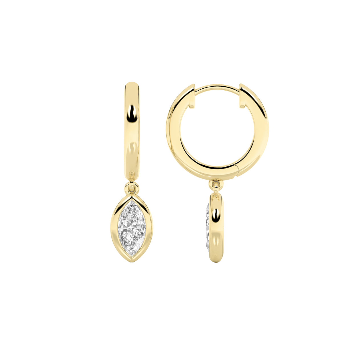 0.6 ct tw IGI Certified Marquise Lab-Grown Diamond Dangle Earrings in 14K Solid Gold - Yellow