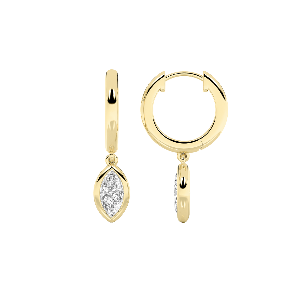 0.6 ct tw IGI Certified Marquise Lab-Grown Diamond Dangle Earrings in 14K Solid Gold - Yellow