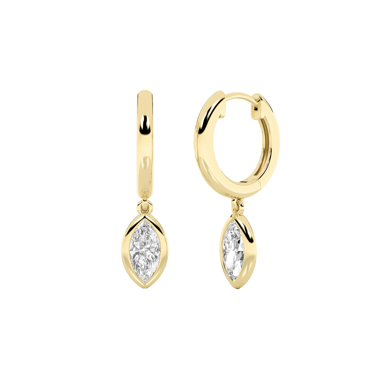 0.6 ct tw IGI Certified Marquise Lab-Grown Diamond Dangle Earrings in 14K Solid Gold - Yellow