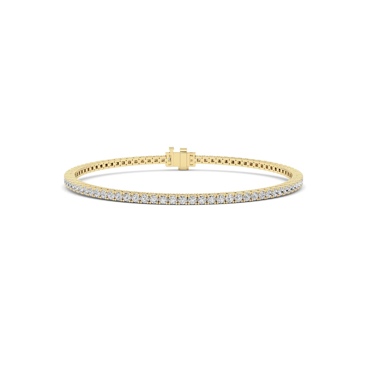 3 ct tw IGI Certified Round Lab-Grown Diamond Tennis Bracelet in 14K Gold over Sterling Silver - Yellow