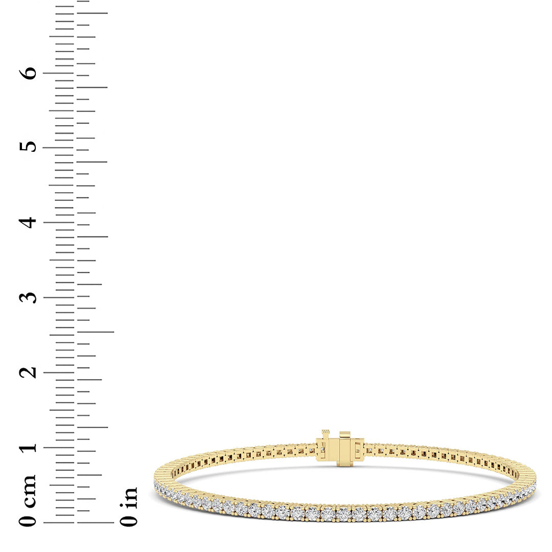 3 ct tw IGI Certified Round Lab-Grown Diamond Tennis Bracelet in 14K Gold over Sterling Silver - Yellow