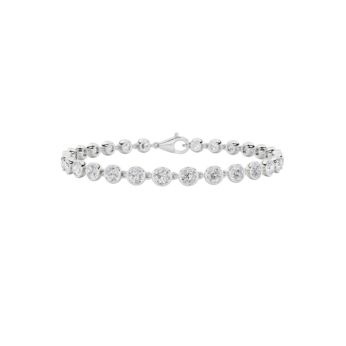 3 ct tw IGI Certified Round Lab-Grown Diamond Bezel Set Bracelet in 14K Solid Gold - White