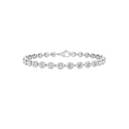 3 ct tw IGI Certified Round Lab-Grown Diamond Bezel Set Bracelet in 14K Solid Gold - White