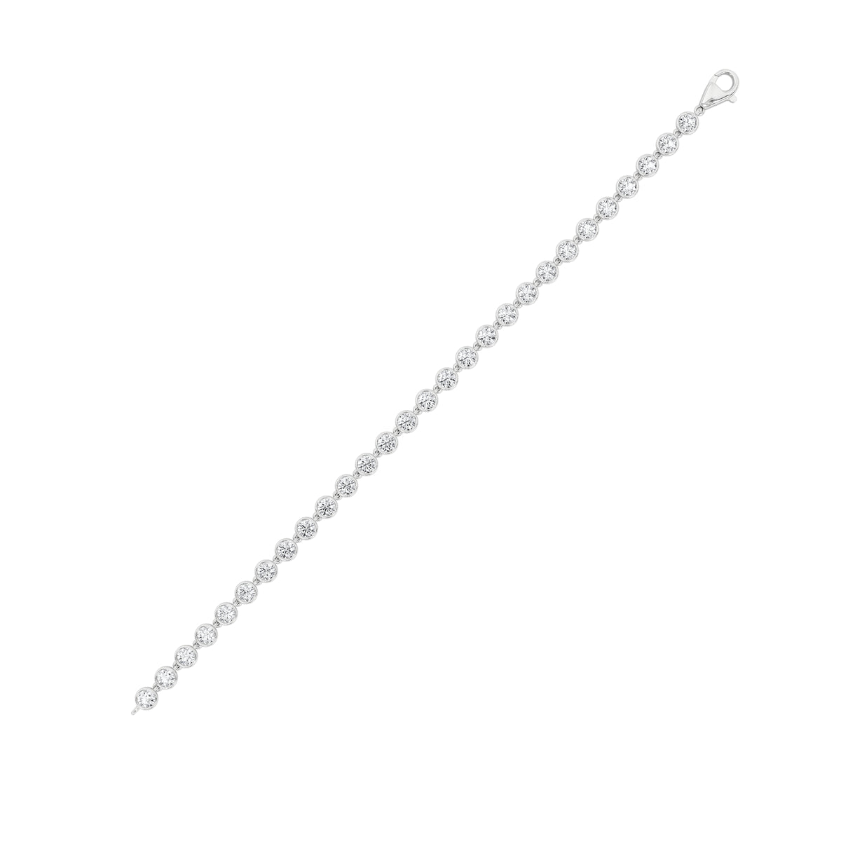 3 ct tw IGI Certified Round Lab-Grown Diamond Bezel Set Bracelet in 14K Solid Gold - White