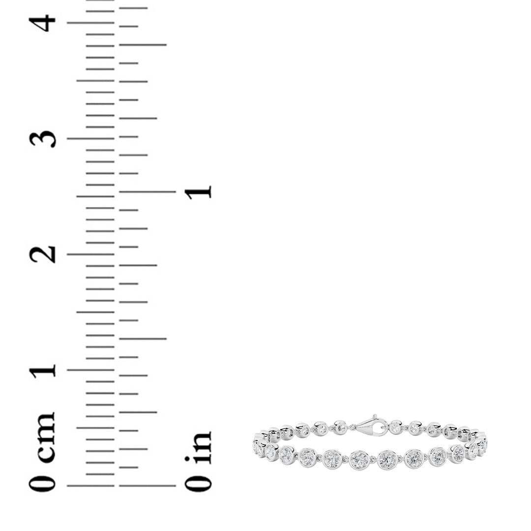 3 ct tw IGI Certified Round Lab-Grown Diamond Bezel Set Bracelet in 14K Solid Gold - White