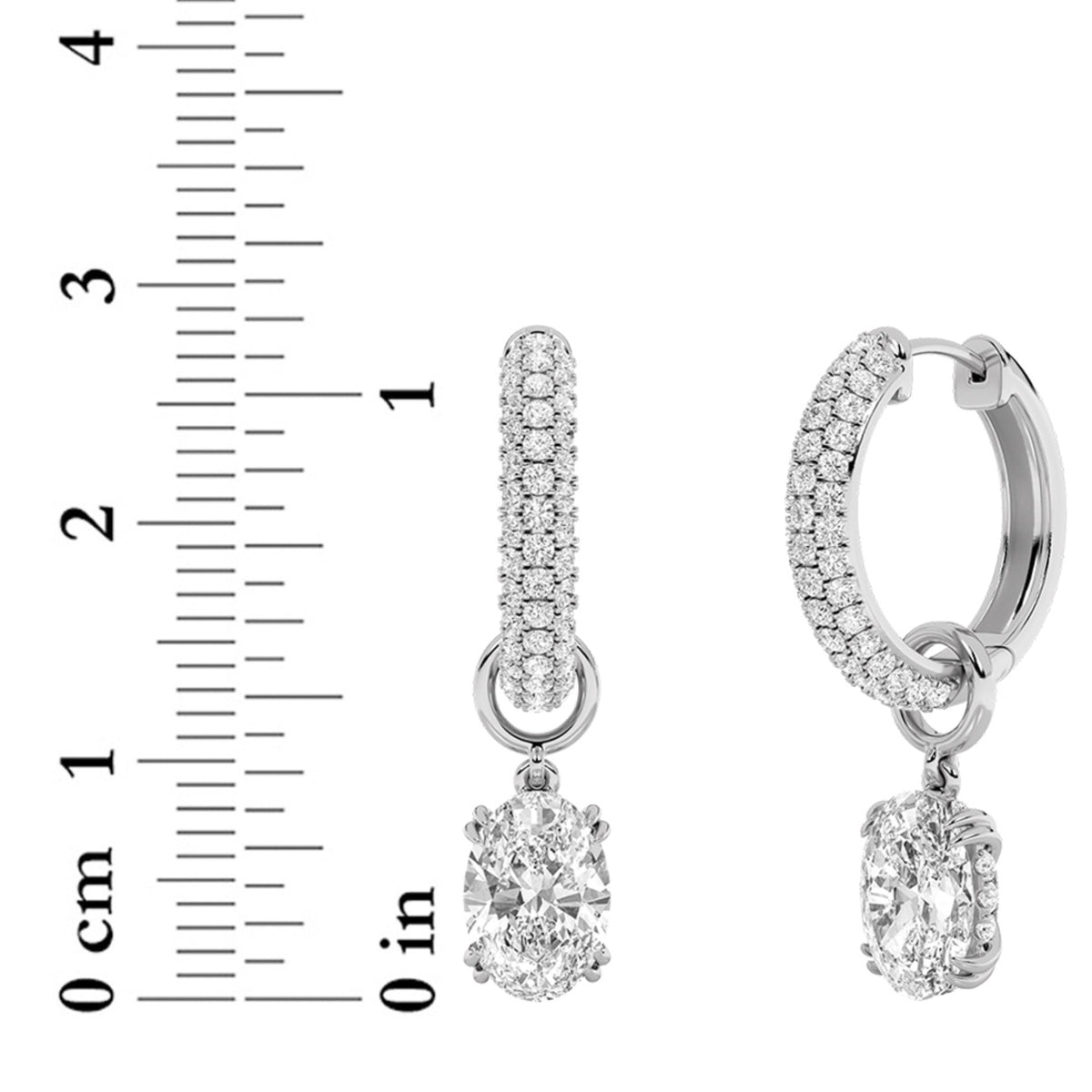 4 ct tw IGI Certified Oval Lab-Grown Diamond Dangle Earrings No. 2 in 14K Solid Gold - White