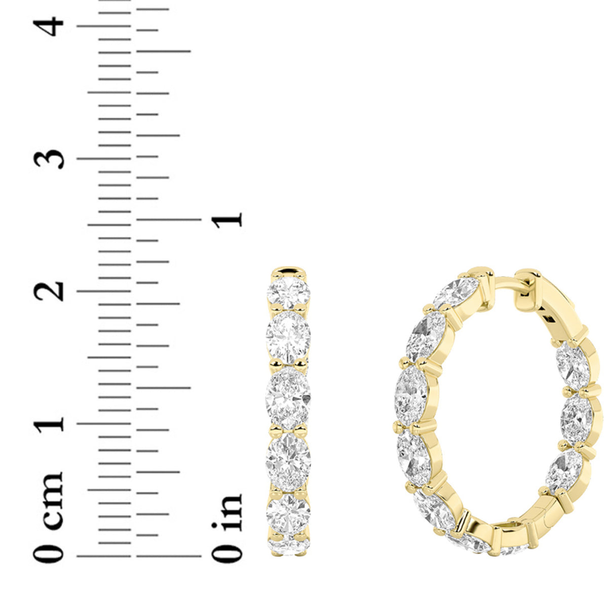 3 ct tw IGI Certified Oval Lab-Grown Diamond Inside Out Hoop Earrings in 14K Solid Gold - Yellow