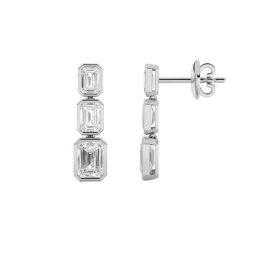 5 ct tw IGI Certified Emerald Lab-Grown Diamond Earrings in 14K Solid Gold - White
