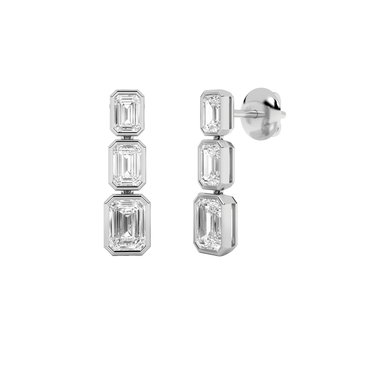 5 ct tw IGI Certified Emerald Lab-Grown Diamond Earrings in 14K Solid Gold - White