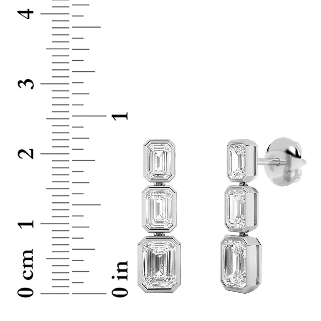5 ct tw IGI Certified Emerald Lab-Grown Diamond Earrings in 14K Solid Gold - White