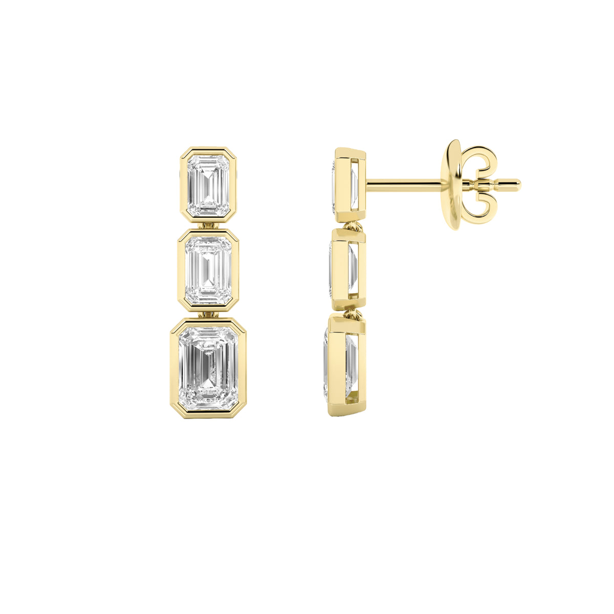 5 ct tw IGI Certified Emerald Lab-Grown Diamond Earrings in 14K Solid Gold - Yellow