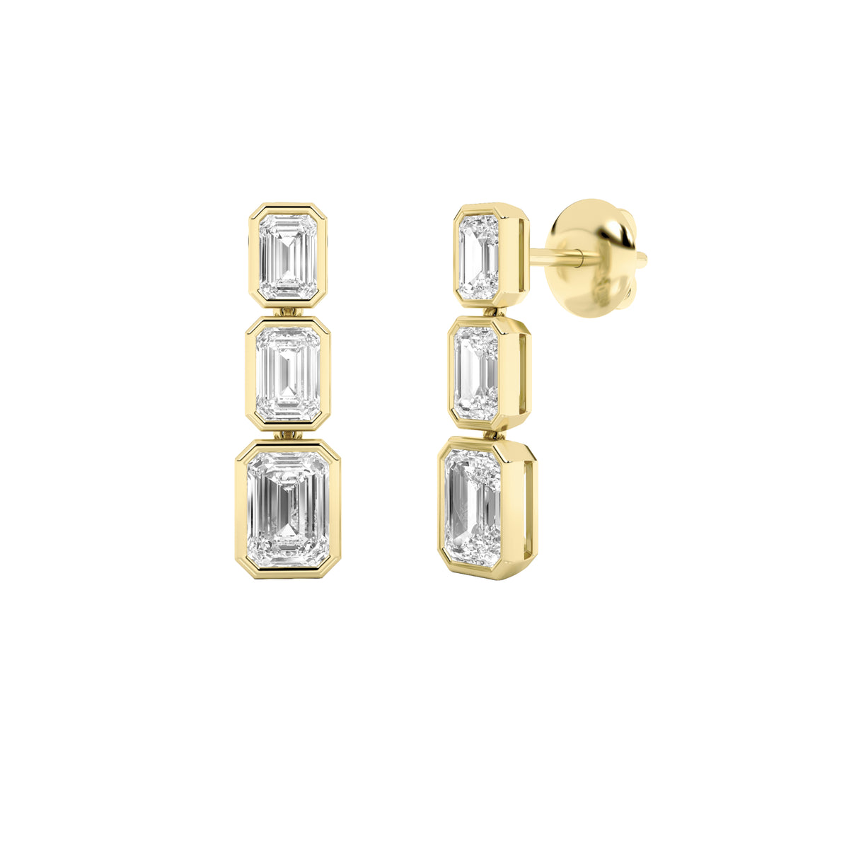 5 ct tw IGI Certified Emerald Lab-Grown Diamond Earrings in 14K Solid Gold - Yellow