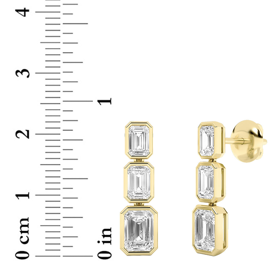 5 ct tw IGI Certified Emerald Lab-Grown Diamond Earrings in 14K Solid Gold - Yellow