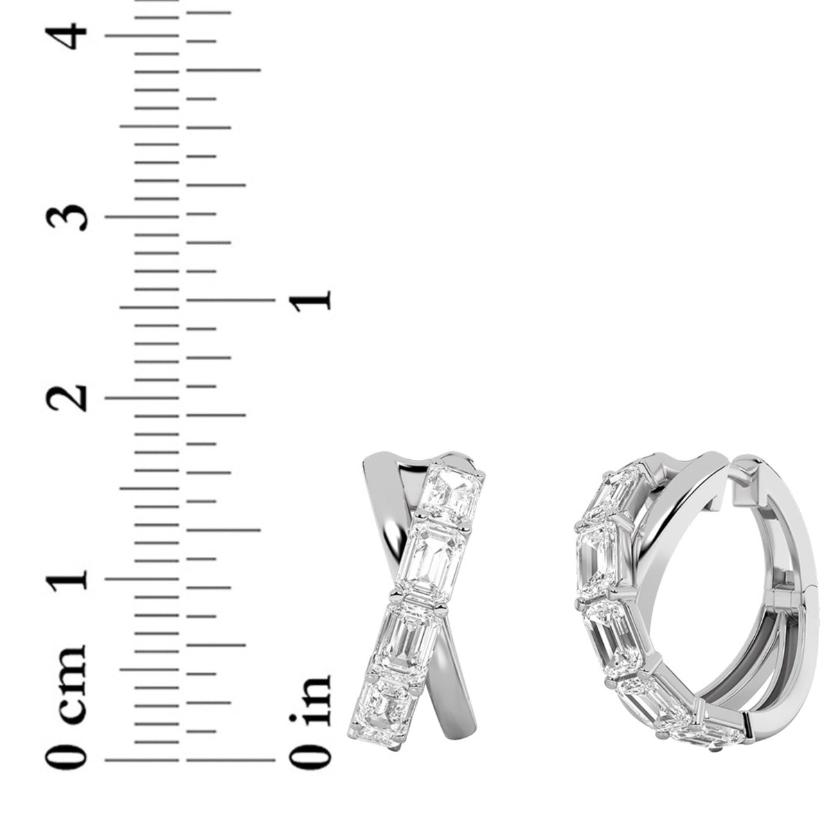 3 ct tw IGI Certified Emerald Lab-Grown Diamond Huggie Earrings in 14K Solid Gold - White