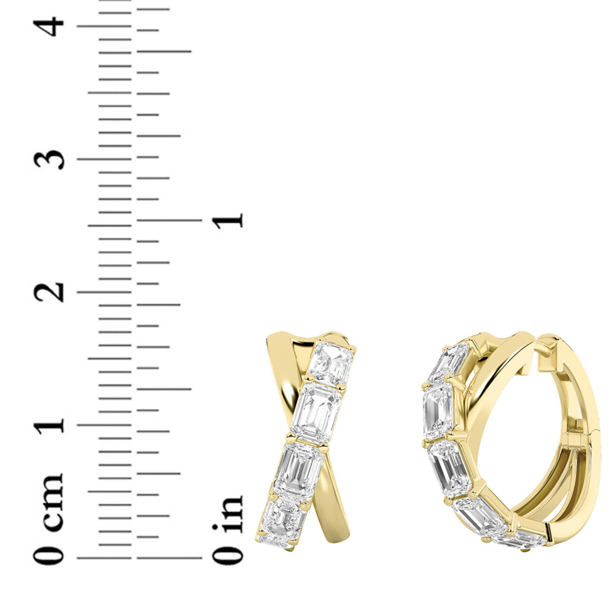 3 ct tw IGI Certified Emerald Lab-Grown Diamond Huggie Earrings in 14K Solid Gold - Yellow