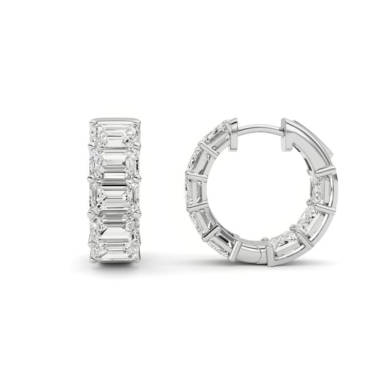 10 ct tw IGI Certified Emerald Lab-Grown Diamond Earrings in 14K Solid Gold - White