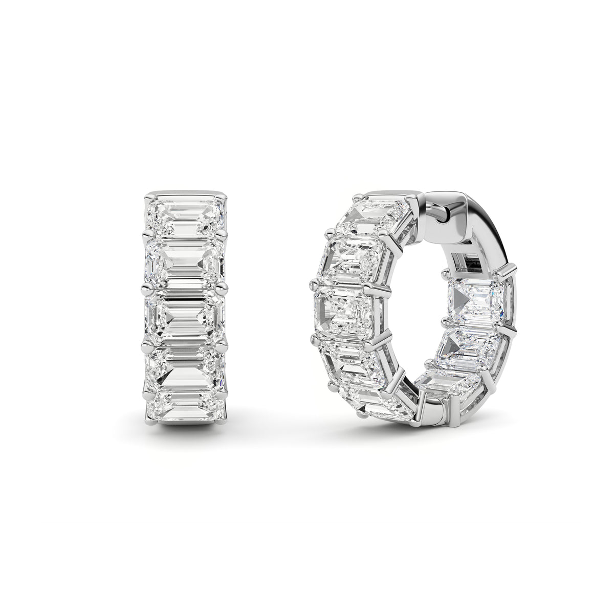 10 ct tw IGI Certified Emerald Lab-Grown Diamond Earrings in 14K Solid Gold - White