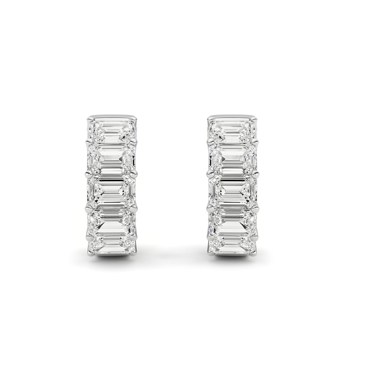 10 ct tw IGI Certified Emerald Lab-Grown Diamond Earrings in 14K Solid Gold - White
