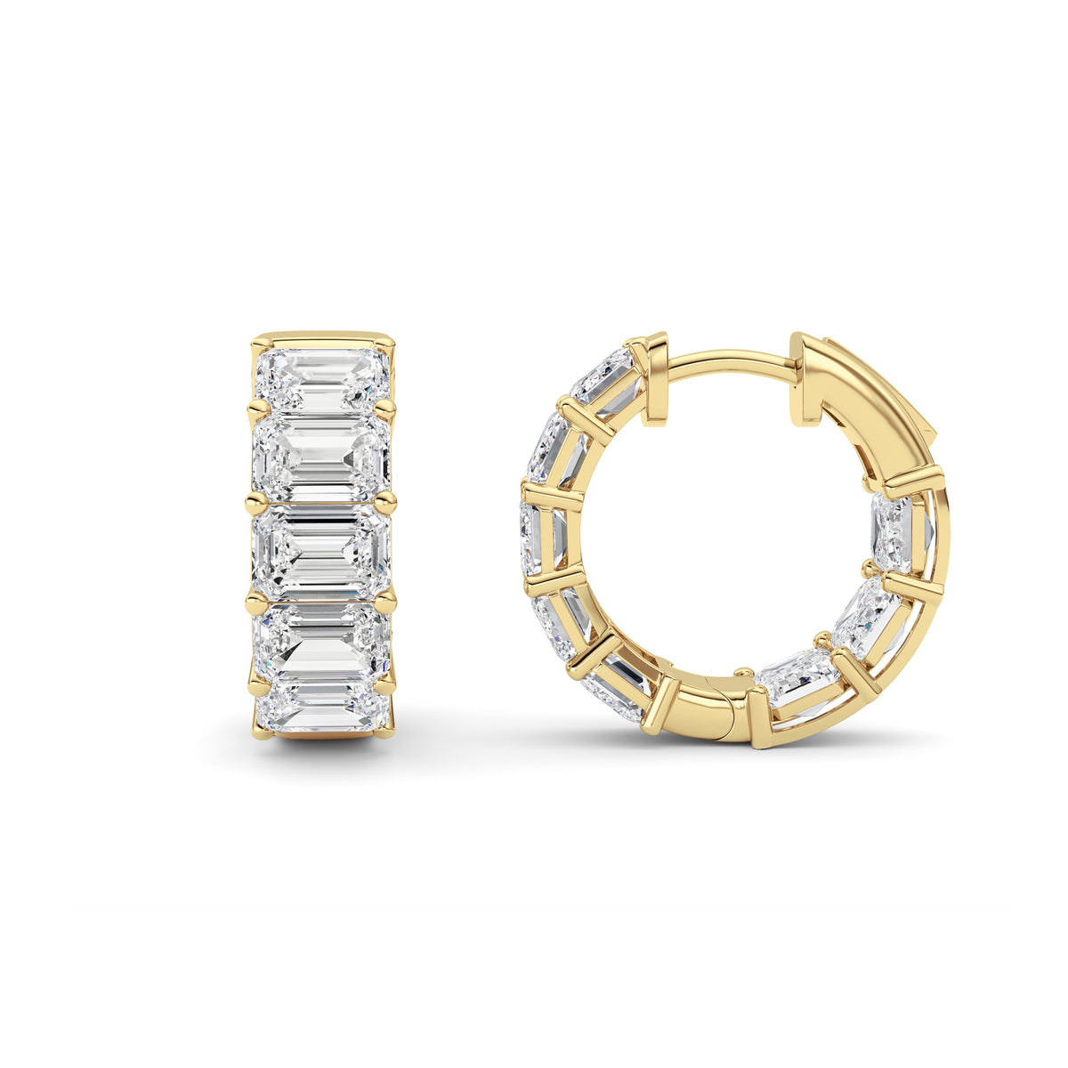 10 ct tw IGI Certified Emerald Lab-Grown Diamond Earrings in 14K Solid Gold - Yellow