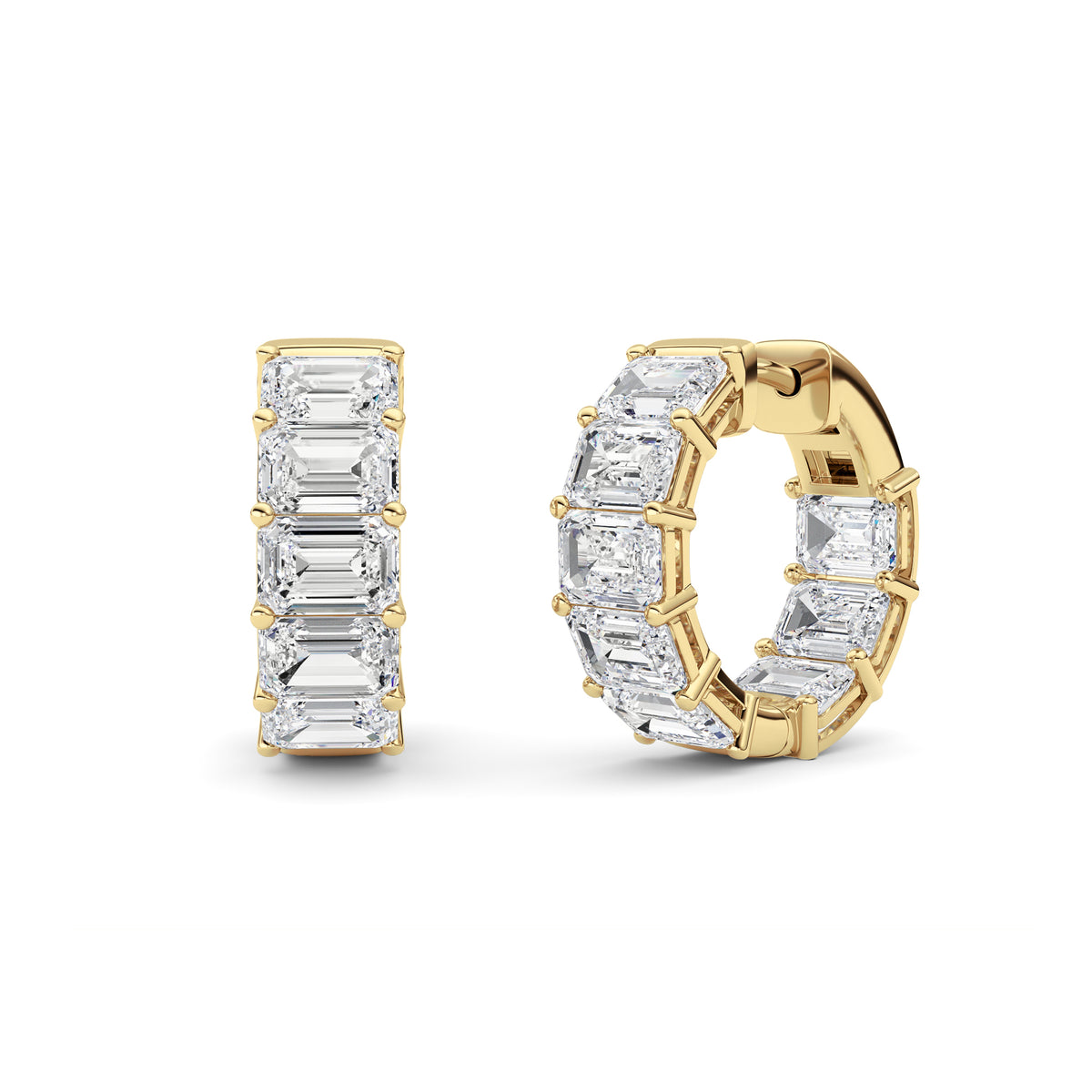 10 ct tw IGI Certified Emerald Lab-Grown Diamond Earrings in 14K Solid Gold - Yellow
