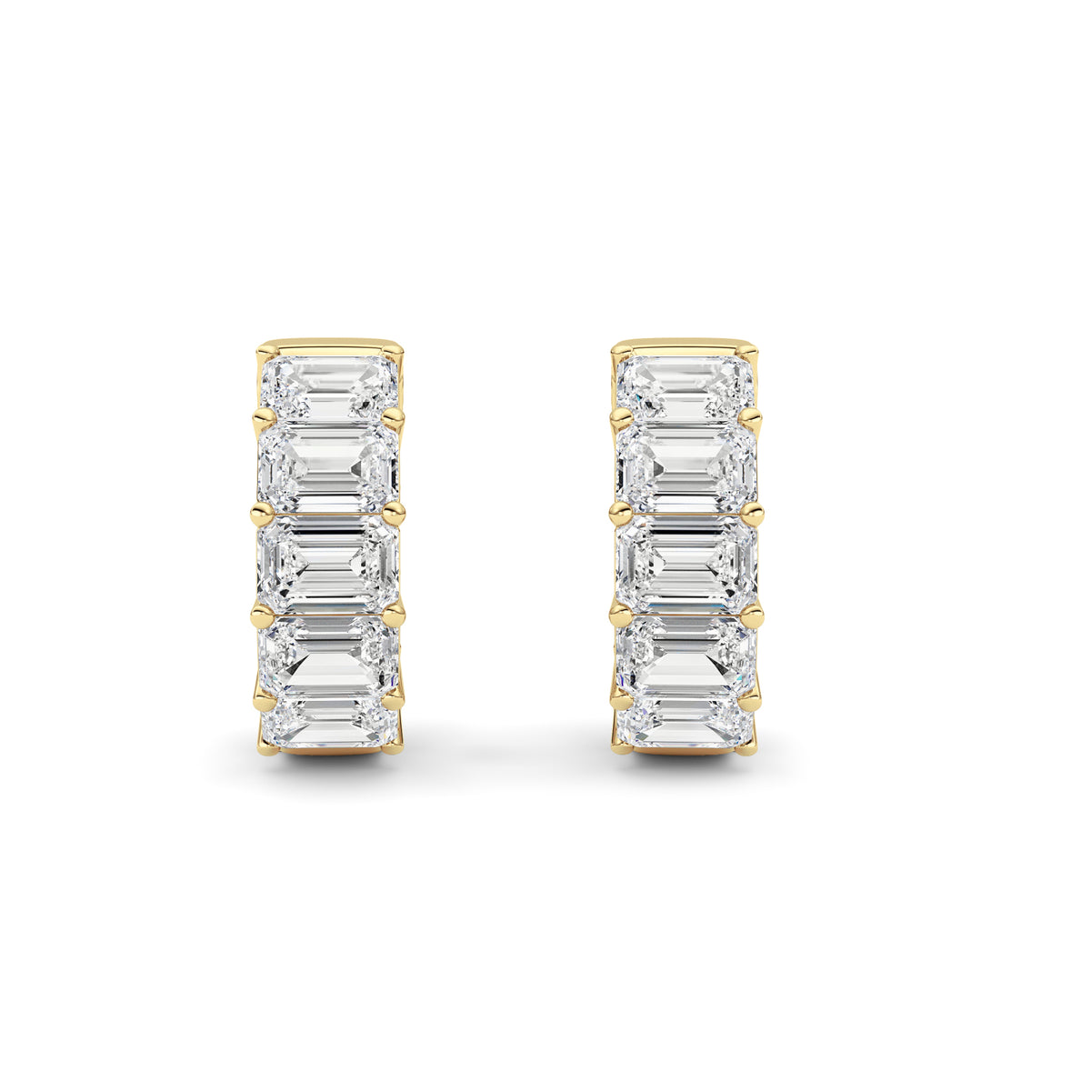 10 ct tw IGI Certified Emerald Lab-Grown Diamond Earrings in 14K Solid Gold - Yellow