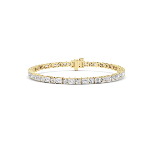 7 ct tw IGI Certified Emerald Lab-Grown Diamond Bracelet in 14K Solid Gold - Yellow