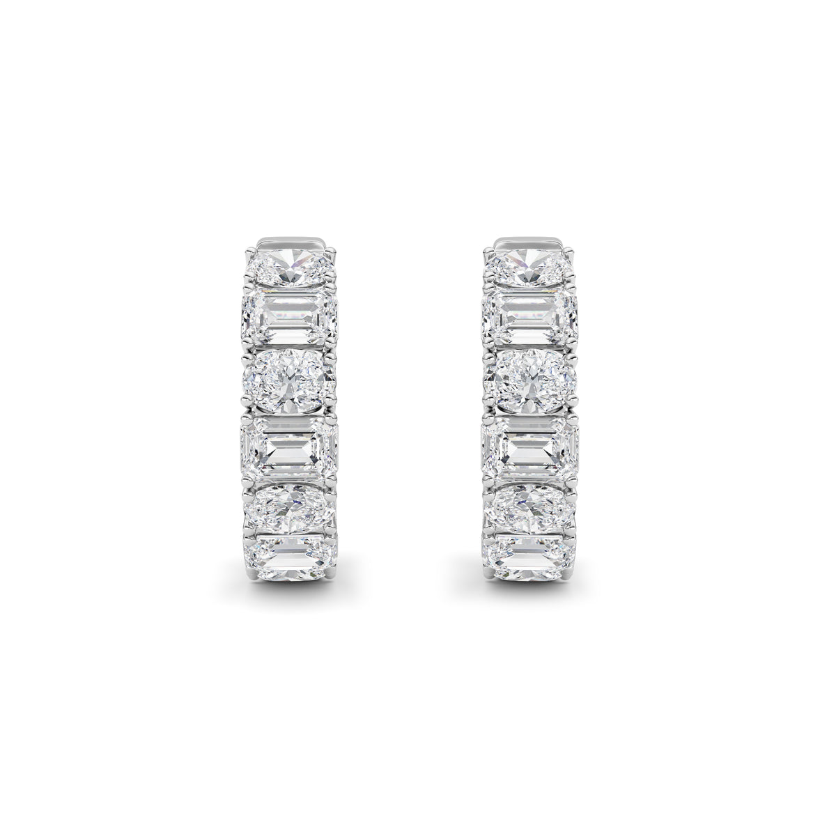 5 ct tw IGI Certified Emerald Lab-Grown Diamond Inside Out Hoop Earrings in 14K Solid Gold - White