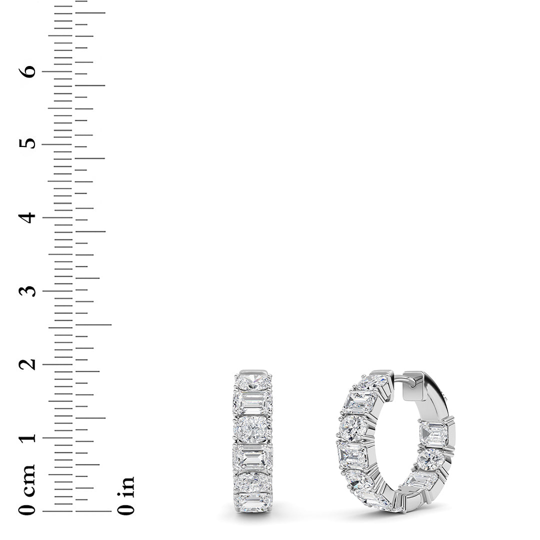 5 ct tw IGI Certified Emerald Lab-Grown Diamond Inside Out Hoop Earrings in 14K Solid Gold - White