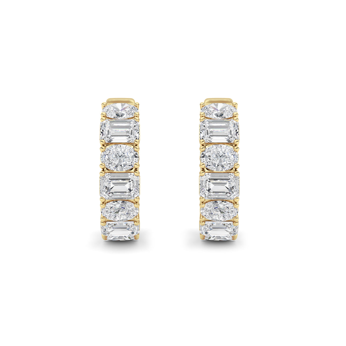 5 ct tw IGI Certified Emerald Lab-Grown Diamond Inside Out Hoop Earrings in 14K Solid Gold - Yellow