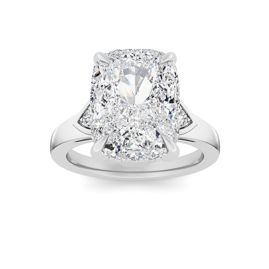 4.25 ct tw IGI Certified Elongated Cushion Lab-Grown Diamond Ring in 14K Solid Gold - White