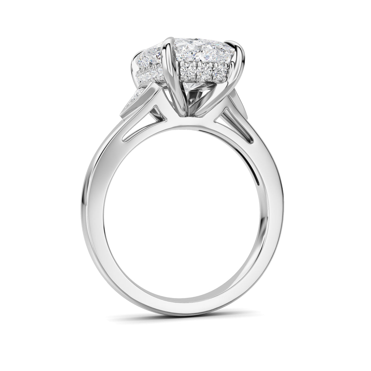 4.25 ct tw IGI Certified Elongated Cushion Lab-Grown Diamond Ring in 14K Solid Gold - White