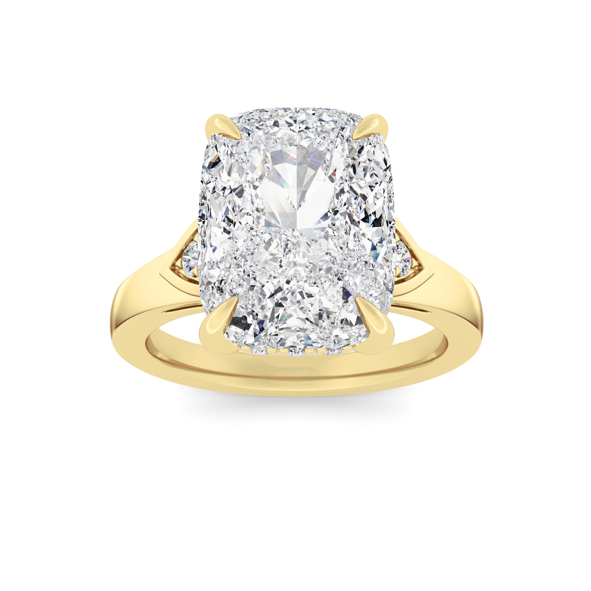 4.25 ct tw IGI Certified Elongated Cushion Lab-Grown Diamond Ring in 14K Solid Gold - Yellow