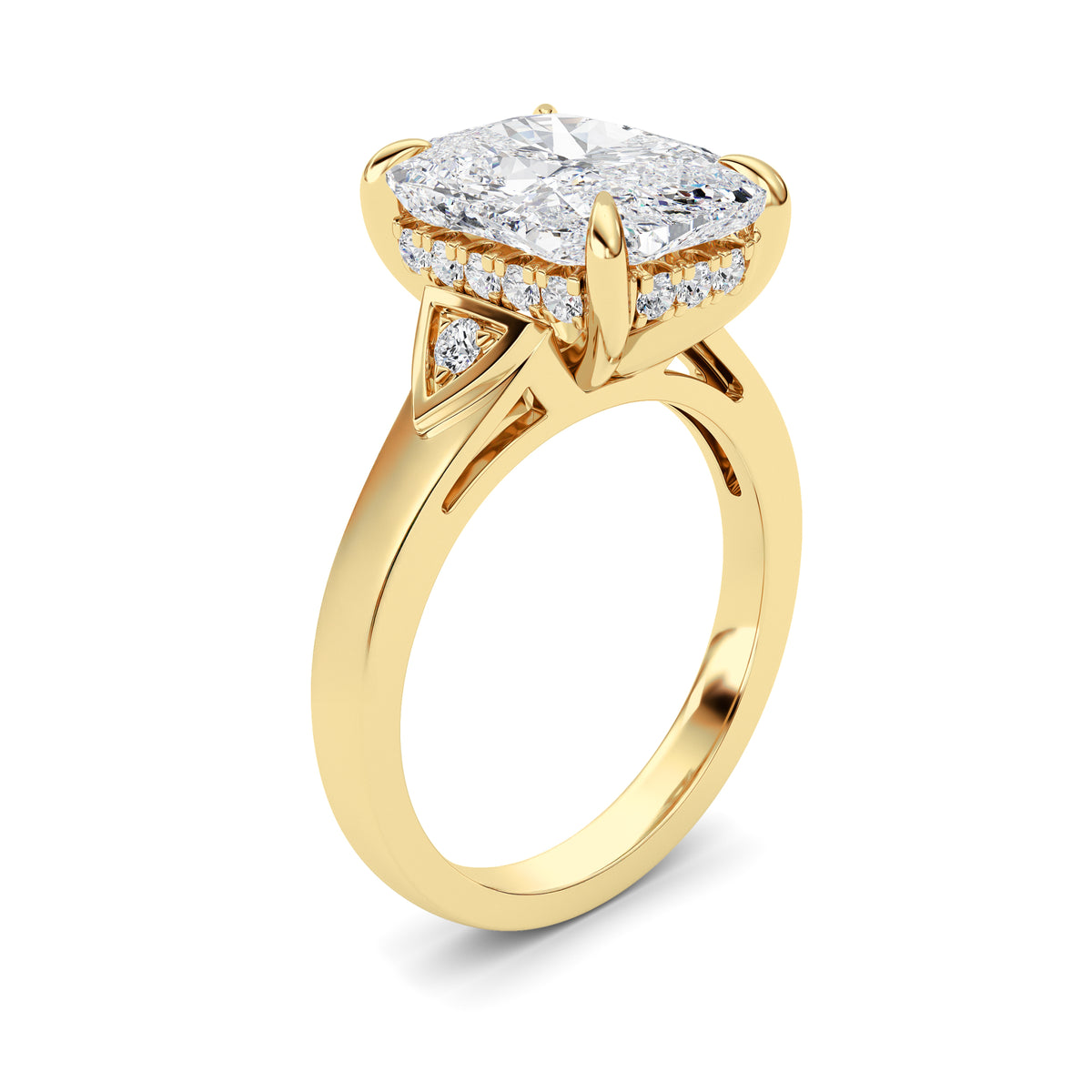 4.25 ct tw IGI Certified Elongated Cushion Lab-Grown Diamond Ring in 14K Solid Gold - Yellow