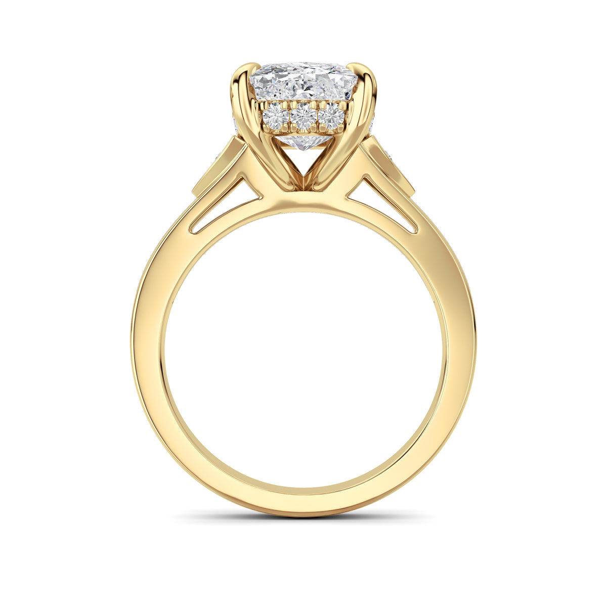 4.25 ct tw IGI Certified Elongated Cushion Lab-Grown Diamond Ring in 14K Solid Gold - Yellow