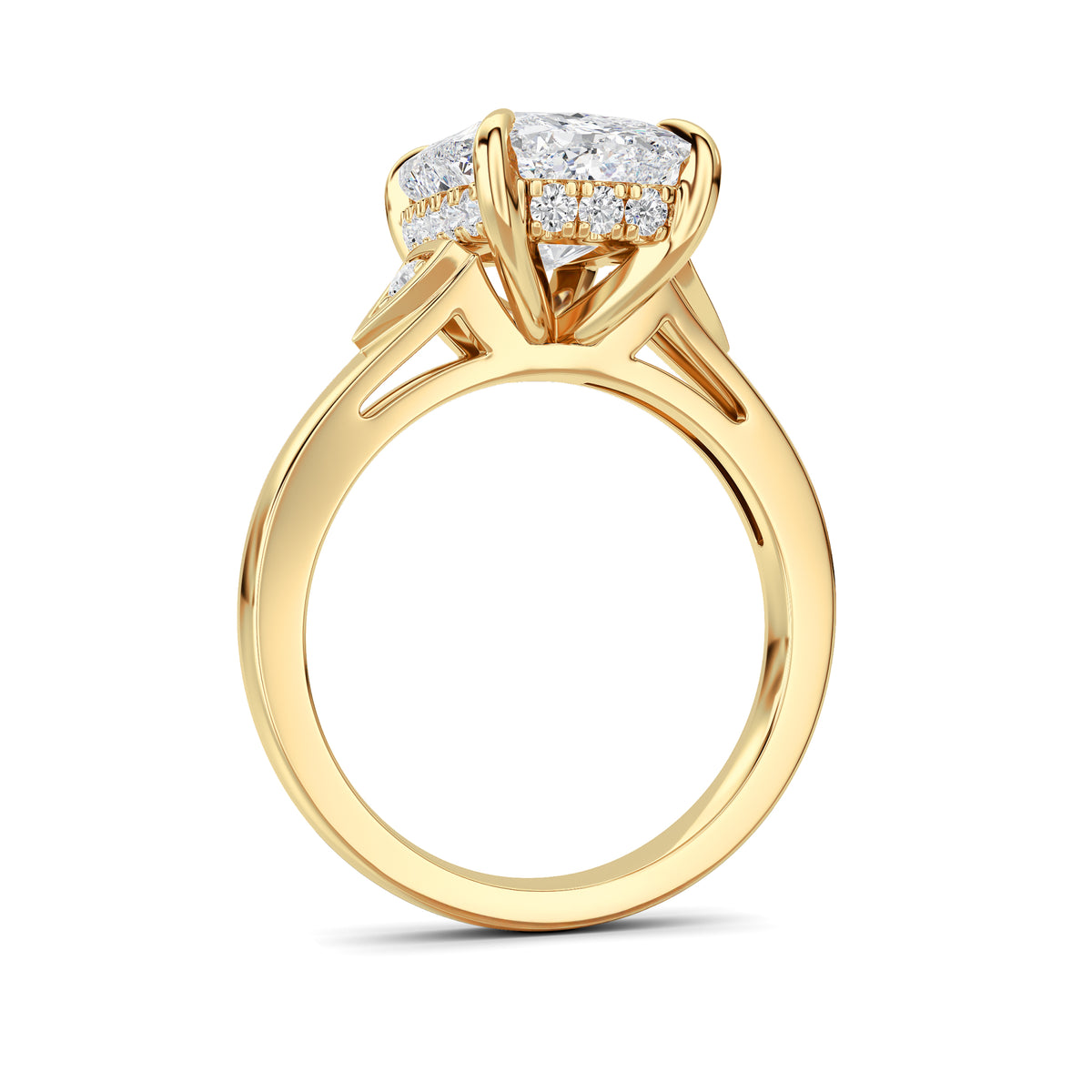 4.25 ct tw IGI Certified Elongated Cushion Lab-Grown Diamond Ring in 14K Solid Gold - Yellow