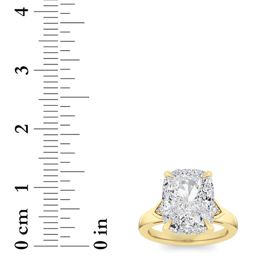 4.25 ct tw IGI Certified Elongated Cushion Lab-Grown Diamond Ring in 14K Solid Gold - Yellow