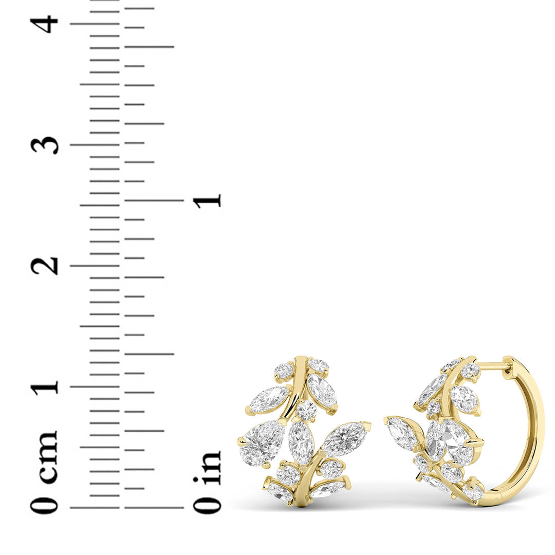 3 ct tw IGI Certified Pear Lab-Grown Diamond Leaf Motif Fashion Earrings in 14K Solid Gold - Yellow