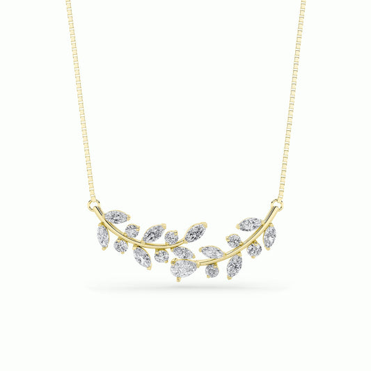 2.5 ct tw IGI Certified Pear Lab-Grown Diamond Leaf Motif Fashion Necklace in 14K Solid Gold - Yellow