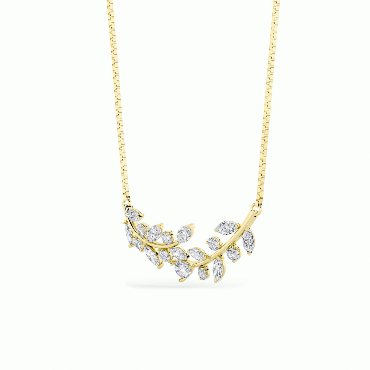 2.5 ct tw IGI Certified Pear Lab-Grown Diamond Leaf Motif Fashion Necklace in 14K Solid Gold - Yellow