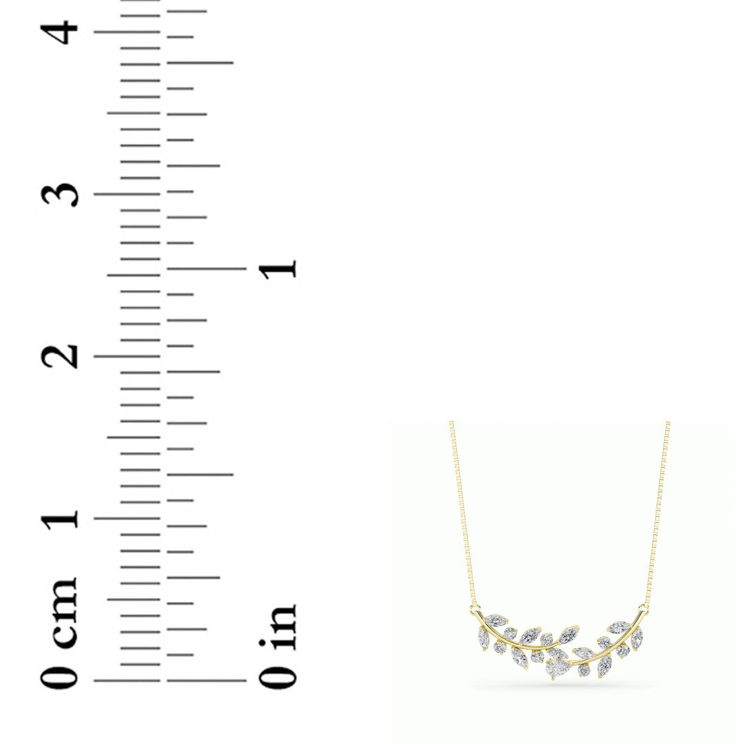 2.5 ct tw IGI Certified Pear Lab-Grown Diamond Leaf Motif Fashion Necklace in 14K Solid Gold - Yellow