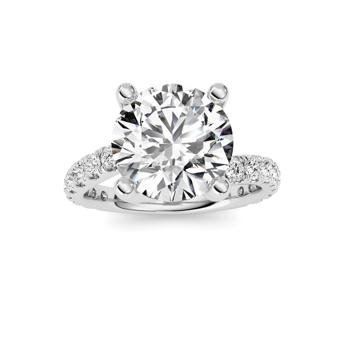 3.75 ct tw IGI Certified Round Lab-Grown Diamond Ring in 14K Solid Gold - White
