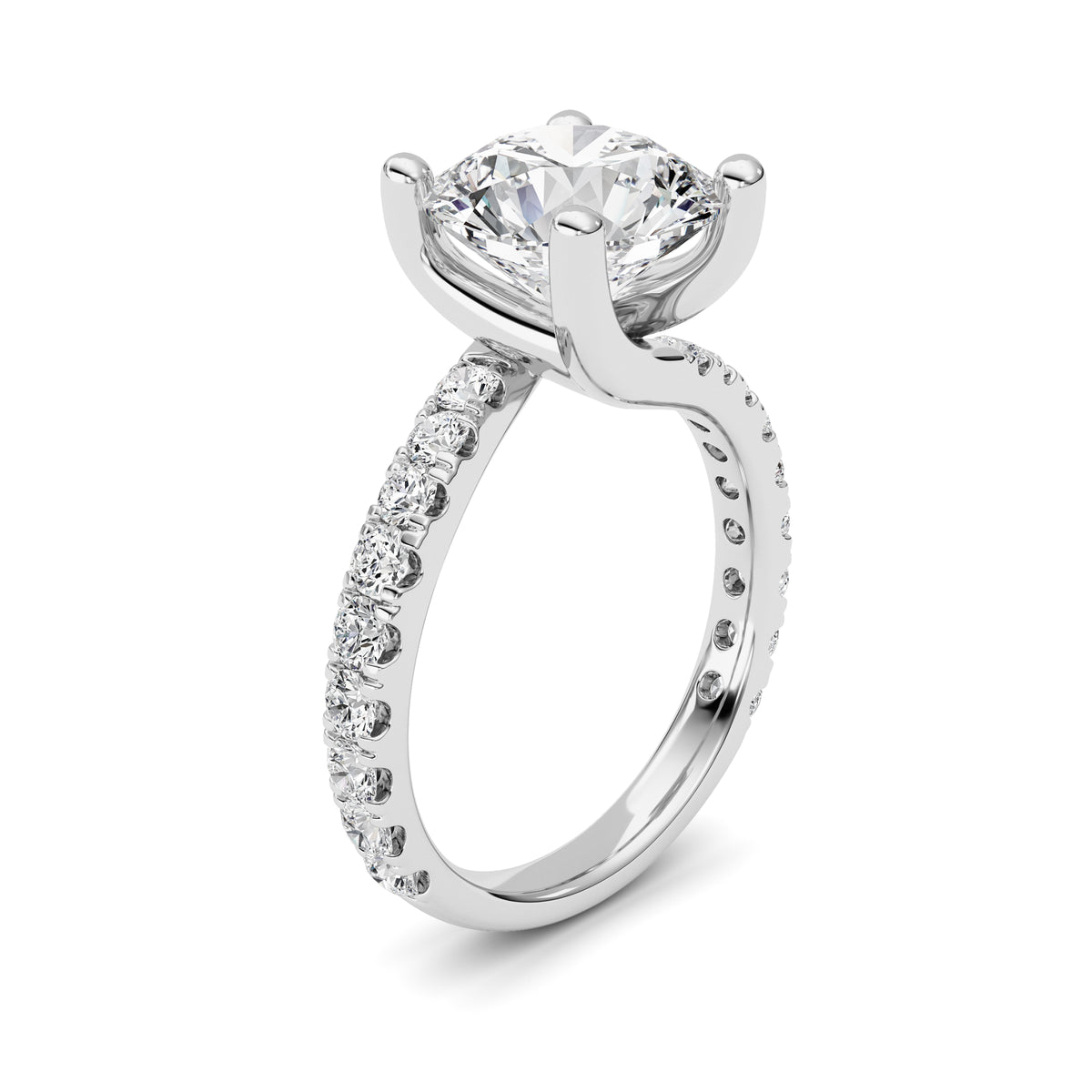 3.75 ct tw IGI Certified Round Lab-Grown Diamond Ring in 14K Solid Gold - White