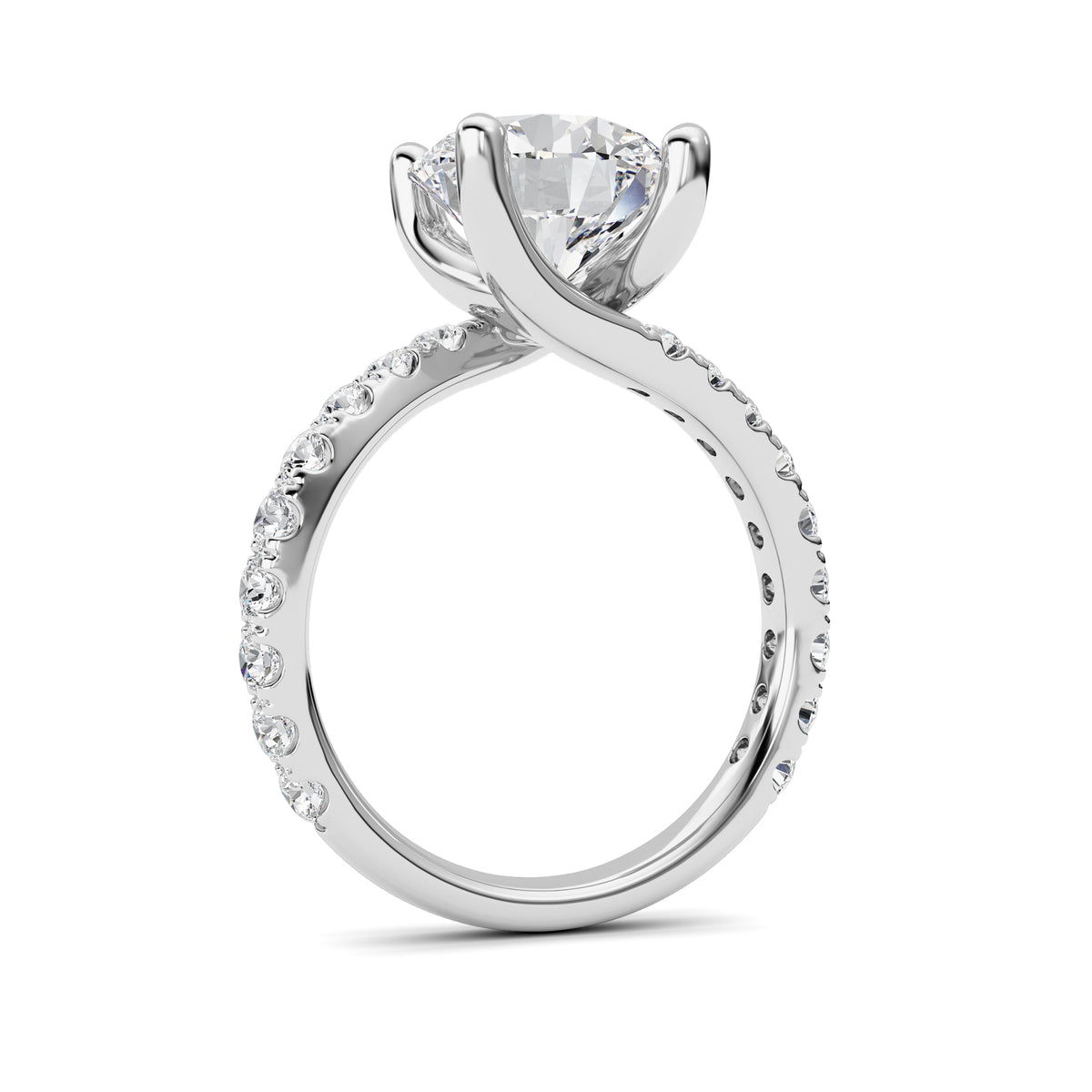 3.75 ct tw IGI Certified Round Lab-Grown Diamond Ring in 14K Solid Gold - White